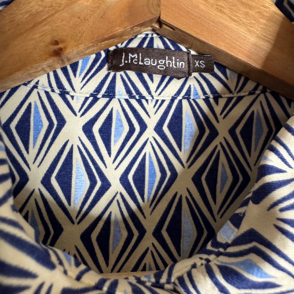 J.McLaughlin Women's Geometric Print Catalina Cloth Shirt Dress Blue XS - Picture 4 of 7